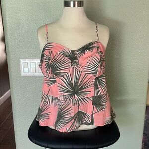 Pink and Black Bustier Camisole with Tropical Print